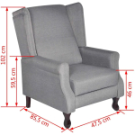 vidaXL Classic Dark Gray Fabric Recliner – Comfortable Adjustable Reclining Chair with Sponge Padding & Wooden Structure for Living Room and Office - Image 3