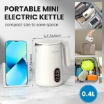 VOCHA Mini Electric Kettle, 0.4L Small Travel Kettle, Portable Keep Warm Function, LED Touch Screen, Electric Kettle, Quick Cook and Steel Interior - Image 2