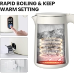 VOCHA Mini Electric Kettle, 0.4L Small Travel Kettle, Portable Keep Warm Function, LED Touch Screen, Electric Kettle, Quick Cook and Steel Interior - Image 4