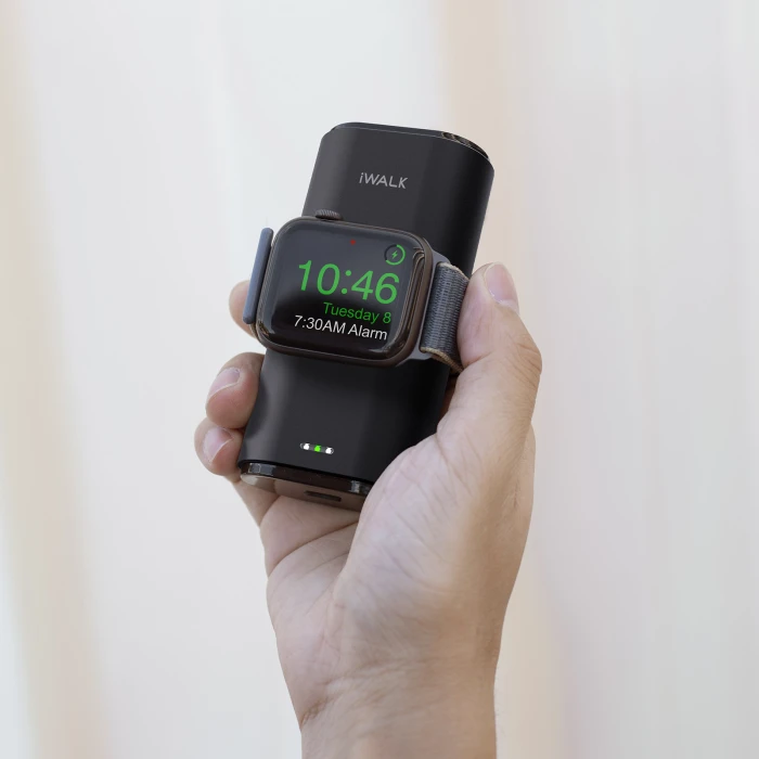 Portable Apple Watch Charger 9000mAh with Built In Lightning Cable - White - Image 4