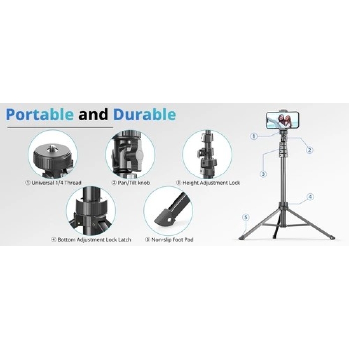 UBeesize 62" Phone Tripod & Selfie Stick Camera Tripod Stand With a Remote. - Image 7