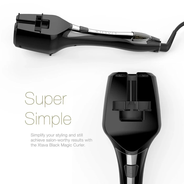 xtava Black Magic Automatic Hair Curler Ceramic Tourmaline Auto Shut Off Dual Voltage Travel Case - Image 4