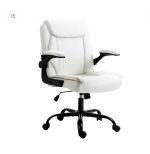 Ergonomic Office Chair with Flip-Up Armrests – White
