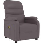 vidaXL Massage Chair Home Office Furniture Adjustable Wingback Sofa Massage Reclining Push Chair TV Recliner Armchair Grey Faux Leather