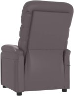 vidaXL Massage Chair Home Office Furniture Adjustable Wingback Sofa Massage Reclining Push Chair TV Recliner Armchair Grey Faux Leather - Image 6