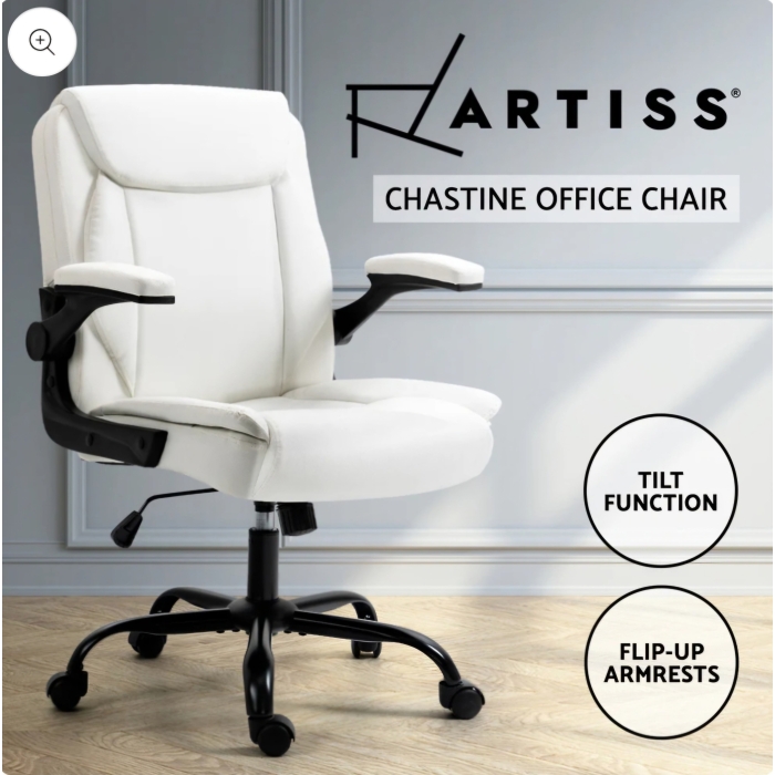 Ergonomic Office Chair with Flip-Up Armrests – White - Image 5