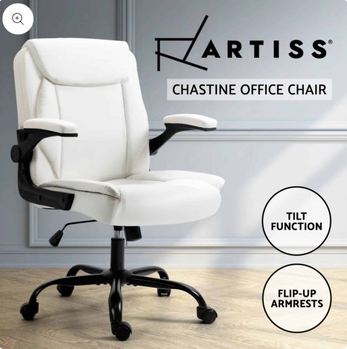 Ergonomic Office Chair with Flip-Up Armrests – White - Image 5
