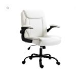 Ergonomic Office Chair with Flip-Up Armrests – White