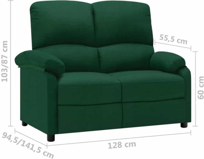 Vidaxl 2-Seater Sofa Bed Dark Green Fabric Upholstery 324095 - Image 3