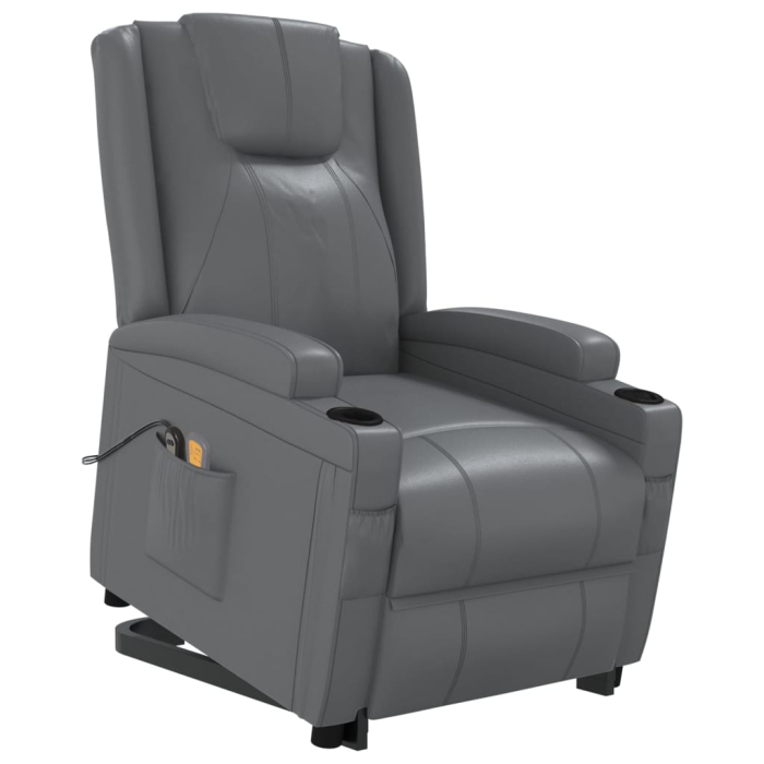 vidaXL Stand up Massage Chair Anthracite Faux Leather - Image 9