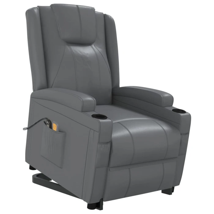 vidaXL Stand up Massage Chair Anthracite Faux Leather - Image 9