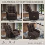 vidaXL Power Lift Massage Recliner DARK BROWN FABRIC (SKU-321385). - Image 2