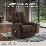 vidaXL Power Lift Massage Recliner DARK BROWN FABRIC (SKU-321385).