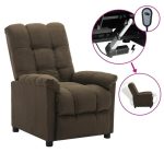vidaXL Electric Recliner Chair Brown Fabric