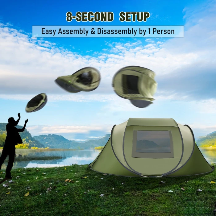 Camping Tent 4 Person Dome Tent Instant Tent for Camping with Waterproof, Windproof, Carry Bag,Lightweight for Camping, Backpacking & Hiking Family Outdoor - Image 6