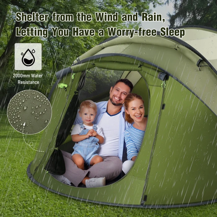 Camping Tent 4 Person Dome Tent Instant Tent for Camping with Waterproof, Windproof, Carry Bag,Lightweight for Camping, Backpacking & Hiking Family Outdoor - Image 7