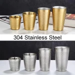 304 Stainless Steel Teacup Coffee Cup Mug Tumber Drinking Mugs Tea Cups for Water, Milk, Juice, Tea, Beer, Champagne, Wine, etc (450ML, Silver) - Image 3