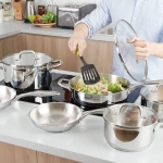 Premium Stainless Steel Cookware Set 10 Piece German Technology, Induction Pots And Pans Set, 18/10 Stainless Steel Saute Pan With Lid, Fry Pan, Saucepan With Lid, Stockpot With Lid - Image 5