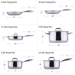 Premium Stainless Steel Cookware Set 10 Piece German Technology, Induction Pots And Pans Set, 18/10 Stainless Steel Saute Pan With Lid, Fry Pan, Saucepan With Lid, Stockpot With Lid - Image 7