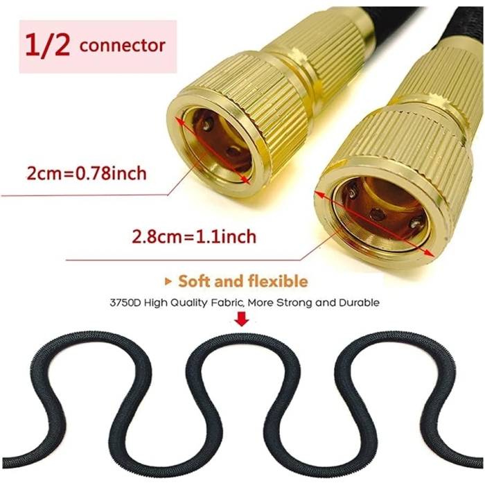 Flexible Expanding Water Hose Garden Hose Shrink Expandable Flexible Water Hoses Pressure Car Washer Pipe Spray G-u-n Irrigation Garden Hose Leunlee - Image 8