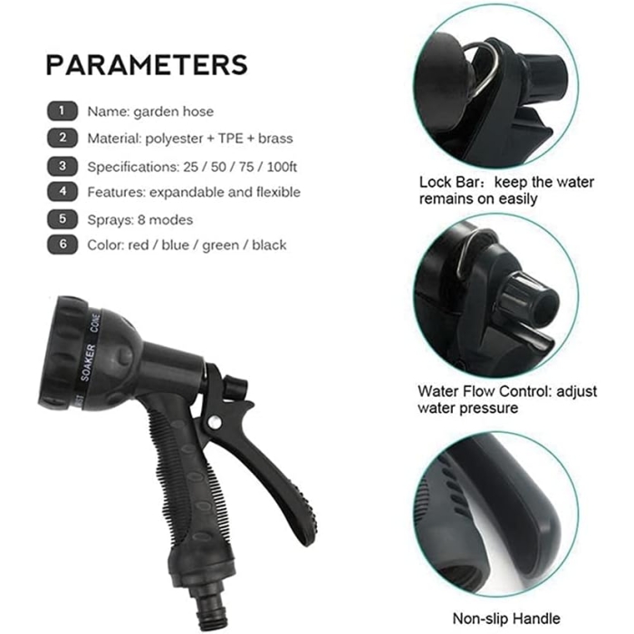 Flexible Expanding Water Hose Garden Hose Shrink Expandable Flexible Water Hoses Pressure Car Washer Pipe Spray G-u-n Irrigation Garden Hose Leunlee - Image 5