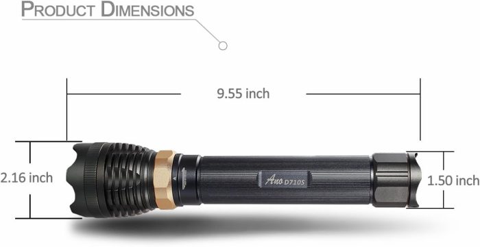 Ano D710S Dive Light with Magnetic Rotary Switch Kingkong 2 x 26650 Batteries and USB Charger Included 1000 Lumens Underwater Scuba Dive Flashlight with Cree XML U2 LED 650ft Waterproof - Image 2