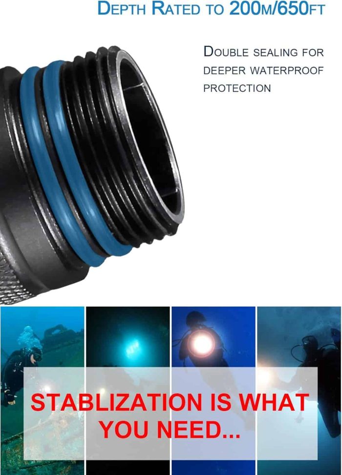 Ano D710S Dive Light with Magnetic Rotary Switch Kingkong 2 x 26650 Batteries and USB Charger Included 1000 Lumens Underwater Scuba Dive Flashlight with Cree XML U2 LED 650ft Waterproof - Image 6