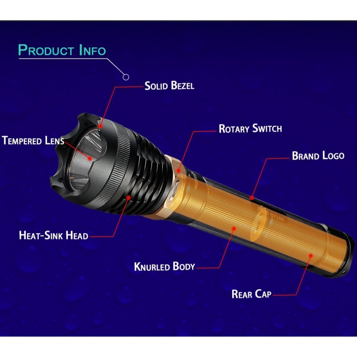 Ano D710S Dive Light with Magnetic Rotary Switch Kingkong 2 x 26650 Batteries and USB Charger Included 1000 Lumens Underwater Scuba Dive Flashlight with Cree XML U2 LED 650ft Waterproof - Image 4