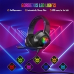 GZCRDZ K19 3.5mm Gaming Headset PS4 PC Gamer Stereo Earphones Bass Headphone with Mic LED Light RGB (Black) - Image 2