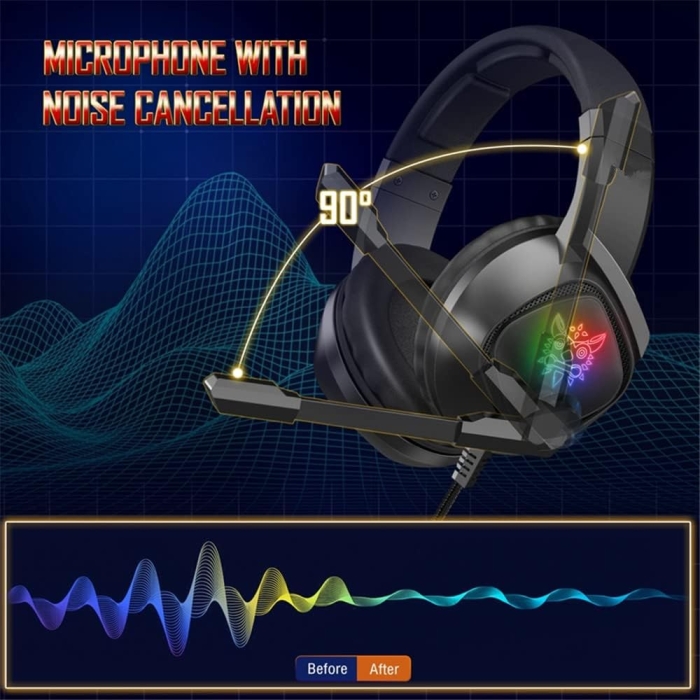 GZCRDZ K19 3.5mm Gaming Headset PS4 PC Gamer Stereo Earphones Bass Headphone with Mic LED Light RGB (Black) - Image 3