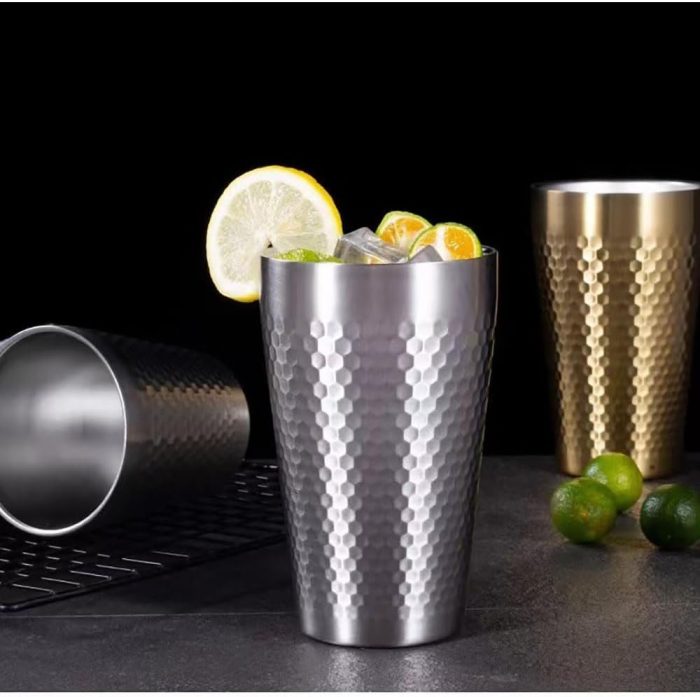 304 Stainless Steel Teacup Coffee Cup Mug Tumber Drinking Mugs Tea Cups for Water, Milk, Juice, Tea, Beer, Champagne, Wine, etc (450ML, Silver) - Image 8