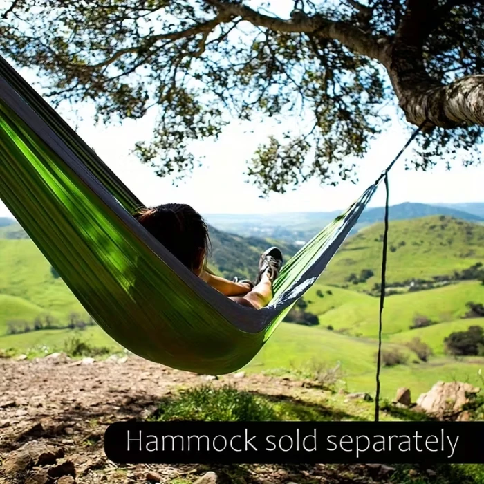 Portable Camping Hammock with Tree Straps & Carabiners – Lightweight Parachute Nylon Hammock for Outdoor, Hiking, Beach & Travel - Image 3