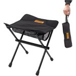 Folding Stool Camping Stool Portable Folding Stool with Ultralight Aluminium Frame Steel Lightweight and Stable for Fishing Hiking Camping Picnic Travel (Black)