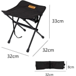 Folding Stool Camping Stool Portable Folding Stool with Ultralight Aluminium Frame Steel Lightweight and Stable for Fishing Hiking Camping Picnic Travel (Black) - Image 2
