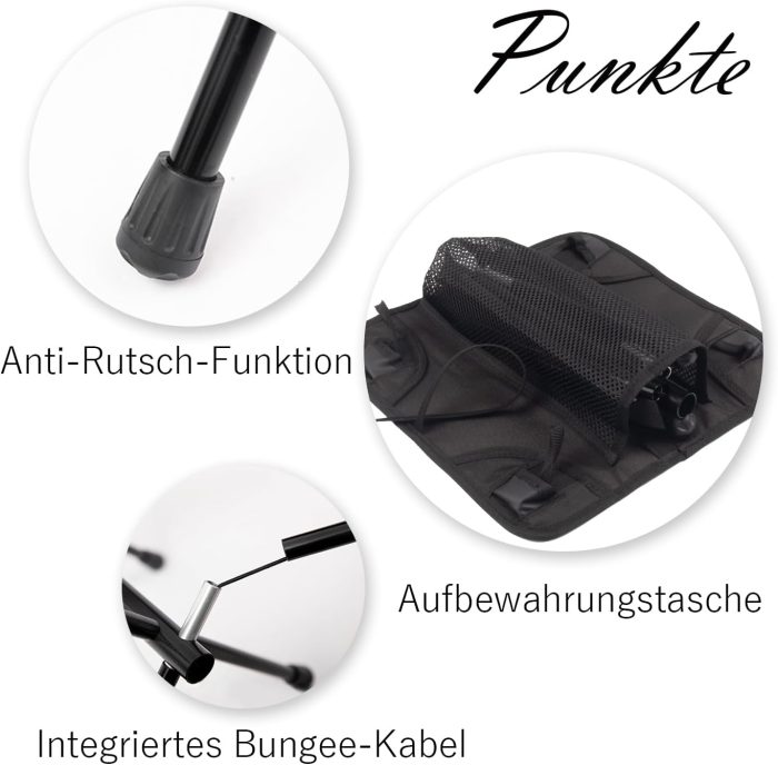 Folding Stool Camping Stool Portable Folding Stool with Ultralight Aluminium Frame Steel Lightweight and Stable for Fishing Hiking Camping Picnic Travel (Black) - Image 4