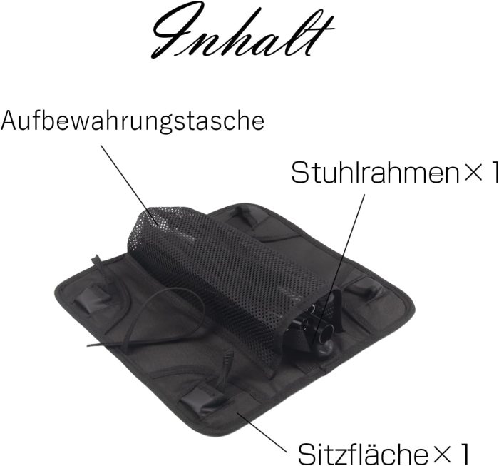 Folding Stool Camping Stool Portable Folding Stool with Ultralight Aluminium Frame Steel Lightweight and Stable for Fishing Hiking Camping Picnic Travel (Black) - Image 5