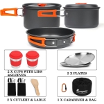 Camping Cookware Mess Kit for Backpacking Gear - Camping Pots and Pans Set with Cups Plates Flatware - Camping Cooking Set Accessories - Survival Gear and Equipment - Image 2