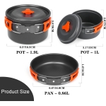 Camping Cookware Mess Kit for Backpacking Gear - Camping Pots and Pans Set with Cups Plates Flatware - Camping Cooking Set Accessories - Survival Gear and Equipment - Image 3
