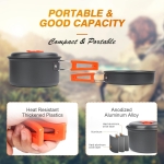 Camping Cookware Mess Kit for Backpacking Gear - Camping Pots and Pans Set with Cups Plates Flatware - Camping Cooking Set Accessories - Survival Gear and Equipment - Image 4
