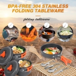 Camping Cookware Mess Kit for Backpacking Gear - Camping Pots and Pans Set with Cups Plates Flatware - Camping Cooking Set Accessories - Survival Gear and Equipment - Image 5