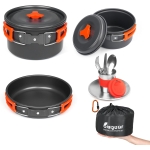 Camping Cookware Mess Kit for Backpacking Gear - Camping Pots and Pans Set with Cups Plates Flatware - Camping Cooking Set Accessories - Survival Gear and Equipment