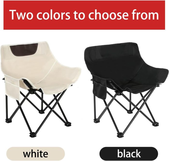 Quick Fold Outdoor Chair Includes One Side Pocket And Carry Bag. Great For Use At Camp, Beach Or During Sports Activities Black - Image 5