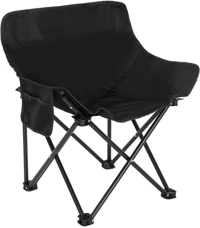 Quick Fold Outdoor Chair Includes One Side Pocket And Carry Bag. Great For Use At Camp, Beach Or During Sports Activities Black - Image 10