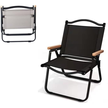 STAR WORK Portable Foldable Chair Outdoor Furniture Compact Chair Aluminum with Armrests for Travel Camping, Fishing Picnic,Ultralight Low Beach Concert Camping Folding Chair (Black, Medium)