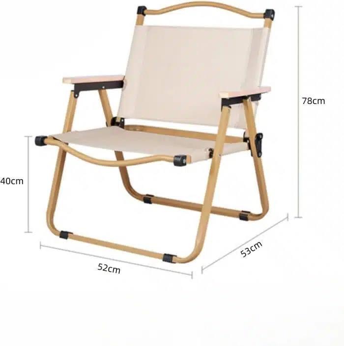 MedMad Folding Camping Chair, Ultralight Aluminum Outdoor Beach Chair with Solid Wood Armrest, Portable Collapsible Fishing Chair for Hiking Lawn Picnic (Khaki, Large) - Image 2