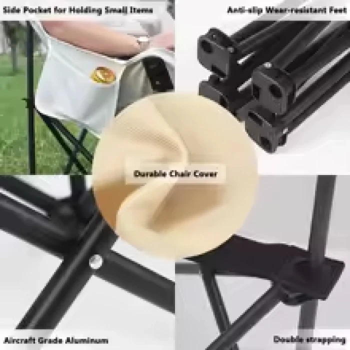 Folding Chairs Heavy Duty Moon Chair with Carry Bag, Outdoor Lumbar Back Padded with Side Pockets, Built Durable and Reliable - Image 2