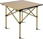 Folding Camping Table, Aluminum Roll-up Camp Table, Portable and Durable Table with Carry Bag for Outdoor Picnic, Beach, Kitchen- 21(L) x20(W) x20(H)