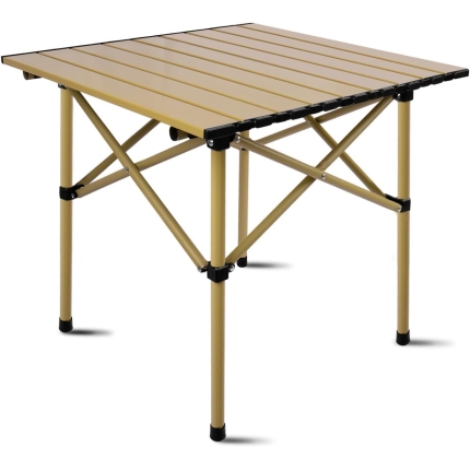 Folding Camping Table, Aluminum Roll-up Camp Table, Portable and Durable Table with Carry Bag for Outdoor Picnic, Beach, Kitchen- 21(L) x20(W) x20(H)