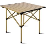 Folding Camping Table, Aluminum Roll-up Camp Table, Portable and Durable Table with Carry Bag for Outdoor Picnic, Beach,