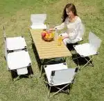 HALAYAYA Portable Camping Table, Folding Table Ultralight Camp Table with Carry Bag Collapsible Table Top for Picnic, BBQ, Cooking, Camping, Beach (M(95 * 56 * 50CM)) - Image 2